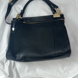 Foley + Corinna Black and Gold Shoulder Bag with Structured Design